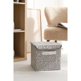 Rek Home Gri Yaprak Kapaklı 28x28x28 cm Dolap İçi Çamaşır Oyuncak Düzenleyici Katlanır Saklama Kutusu