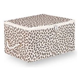 Rek Home Küçük Boy 30x22x18 cm Gri Yaprak Baskılı Baza Altı Valiz Düzenleyici Hurç