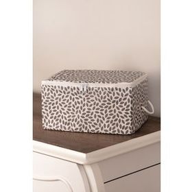 Rek Home Küçük Boy 30x22x18 cm Gri Yaprak Baskılı Baza Altı Valiz Düzenleyici Hurç