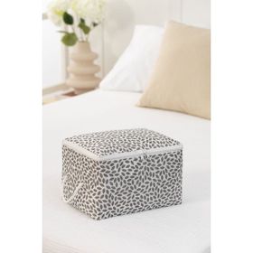 Rek Home Küçük Boy 30x22x18 cm Gri Yaprak Baskılı Baza Altı Valiz Düzenleyici Hurç