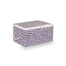 Rek Home Küçük Boy 30x22x18 cm Lacivert Yaprak Baskılı Baza Altı Valiz Düzenleyici Hurç