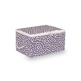 Rek Home Küçük Boy 30x22x18 cm Lacivert Yaprak Baskılı Baza Altı Valiz Düzenleyici Hurç
