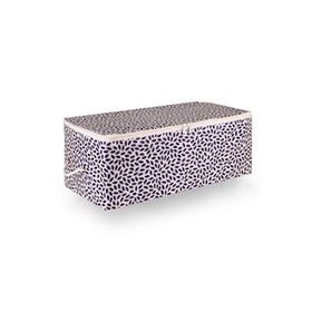 Rek Home Lacivert Yaprak Baskılı Baza Altı 52x28x21 cm Kazak Pike Battaniye Giysi Kıyafet Hurç