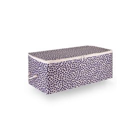 Rek Home Lacivert Yaprak Baskılı Baza Altı 52x28x21 cm Kazak Pike Battaniye Giysi Kıyafet Hurç