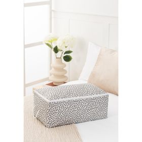Rek Home Orta Boy 52x28x21 cm Gri Yaprak Baskılı Baza Altı Kazak Pike Battaniye Giysi Kıyafet Hurç