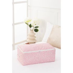 Rek Home Orta Boy 52x28x21 cm Pudra Yaprak Baskılı Baza Altı Kazak Pike Battaniye Giysi Kıyafet Hurç