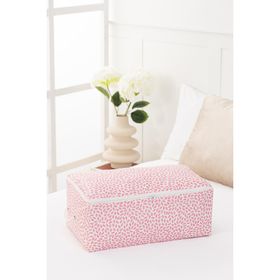 Rek Home Orta Boy 52x28x21 cm Pudra Yaprak Baskılı Baza Altı Kazak Pike Battaniye Giysi Kıyafet Hurç