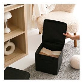 Rek Home Siyah Kapaklı 28x28x28 cm Dolap İçi Çamaşır Oyuncak Düzenleyici Katlanır Saklama Kutusu