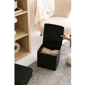 Rek Home Siyah Kapaklı 28x28x28 cm Dolap İçi Çamaşır Oyuncak Düzenleyici Katlanır Saklama Kutusu
