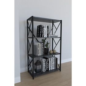 Remaks 4 Raflı Siyah Mermer Metal Kitaplık