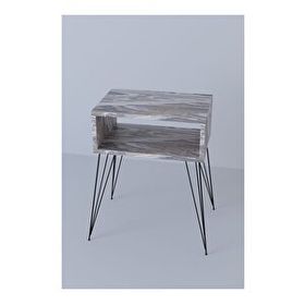 Remaks Elit Metal Ayaklı Beyaz Mermer Komodin