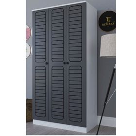 Remaks Fuga 3 Kapaklı Beyaz Antrasit Elbise Dolabı