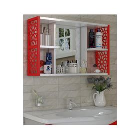 Remaks Kırmızı Aynalı Lavabo Banyo Dolabı