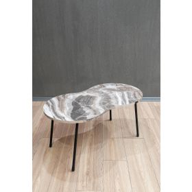 Remaks Londra Metal Ayaklı Gri Mermer Orta Sehpa