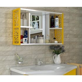Remaks Sarı Aynalı Lavabo Banyo Dolabı
