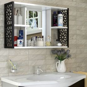 Remaks Siyah Aynalı Lavabo Banyo Dolabı