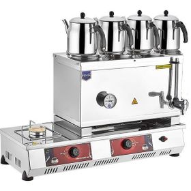 Remta Elektrikli Tüplü 4 Demlikli 58 lt Su Isıtma Kapasiteli Gazlı Semaver Çay Makinesi