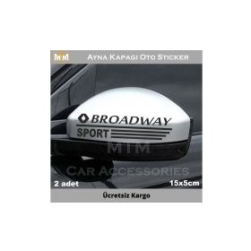 Renault Broadway 2 Adet Ayna Kapağı Oto Sticker