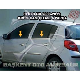 Renault Clio 3 2006-2012 4 Parça Krom Cam Çıtası