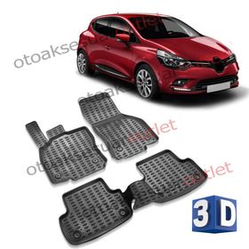 Renault Clio 4 Siyah 3D Havuzlu Paspas