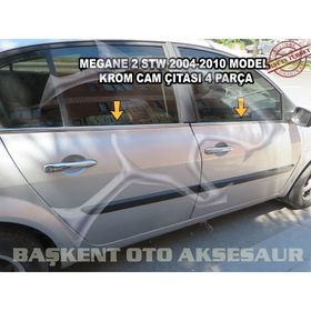 Renault Megane 2 2004-2010 4 Parça Krom Cam Çıtası