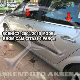 Renault Scenic 2004-2010 Paslanmaz Çelik 4 Parça Krom Cam Çıtası
