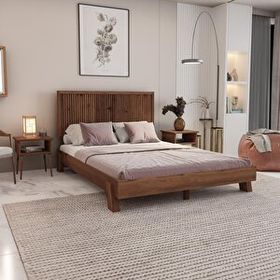 Renazzo Mobilya Alaz Model Ceviz Renk Çam Ahşap Dikey 160x200 cm Karyola