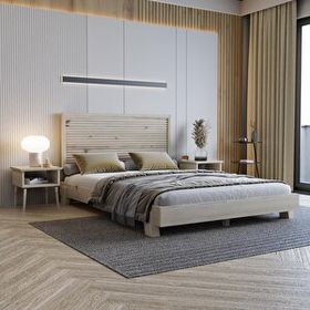 Renazzo Mobilya Alaz Model Vernikli Çam Ahşap Yatay 140x190 cm Karyola