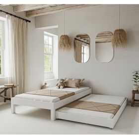 Renazzo Mobilya Canvas Model 100x200 cm Yavrulu Beyaz Renk Çam Ahşap Karyola
