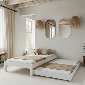Renazzo Mobilya Canvas Model 100x200 cm Yavrulu Beyaz Renk Çam Ahşap Karyola