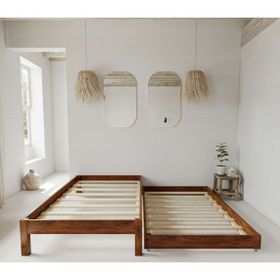 Renazzo Mobilya Canvas Model 100x200 cm Yavrulu Ceviz Renk Çam Ahşap Karyola