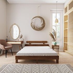 Renazzo Mobilya Damla Model 200x200 cm Ceviz Renk Çam Ahşap Karyola
