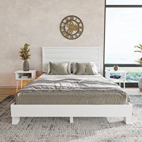 Renazzo Mobilya Hüma Model Beyaz Renk Çam Ahşap Yatay 160x200 cm Karyola