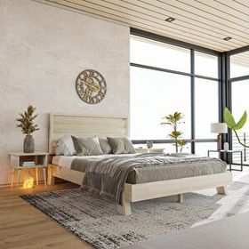Renazzo Mobilya Hüma Model Vernikli Çam Ahşap Yatay 200x200 cm Karyola