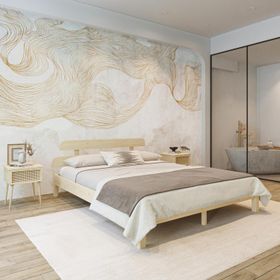 Renazzo Mobilya Lotus Model 150x200 cm Doğal Çam Ahşap Karyola