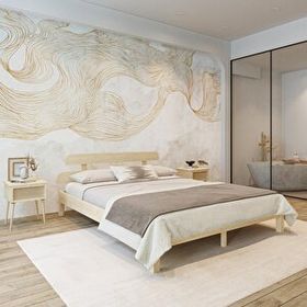 Renazzo Mobilya Lotus Model 200x200 cm Doğal Çam Ahşap Karyola