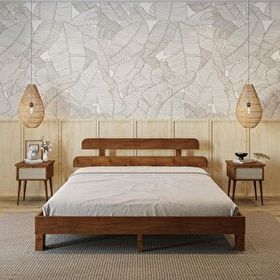 Renazzo Mobilya Lotus New Frezya Model Ceviz Ahşap 150x200 cm Karyola