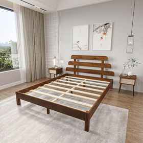 Renazzo Mobilya Lotus X Model Ceviz Çam 140x200 cm Ahşap Karyola