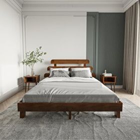 Renazzo Mobilya Lotus X New Firuze Model 100x200 cm Ceviz Ahşap Karyola