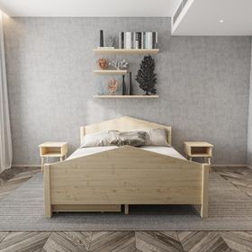 Renazzo Mobilya Milano Model 180x200 cm İki Çekmeceli Vernikli Çam Ahşap Karyola