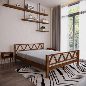 Renazzo Mobilya Milena Model 140x200 cm Ceviz Çam Ahşap Karyola