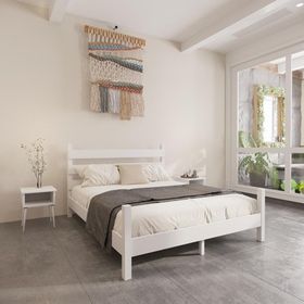 Renazzo Mobilya Natura Model 150x200 cm Beyaz Renk Çam Ahşap Karyola