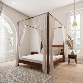 Renazzo Mobilya Natura Model Cibindirik Askılıklı 200x200 cm Ceviz Çam Ahşap Karyola