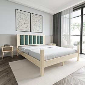 Renazzo Mobilya Orion Model 90x200 cm Çağla Yeşili Puflu Başlıklı Vernikli Çam Ahşap Karyola