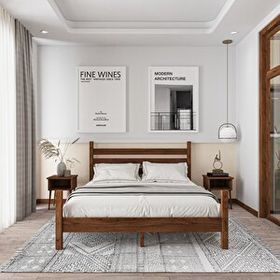 Renazzo Mobilya Urban Model 90x190 cm Ceviz Çam Ahşap Karyola