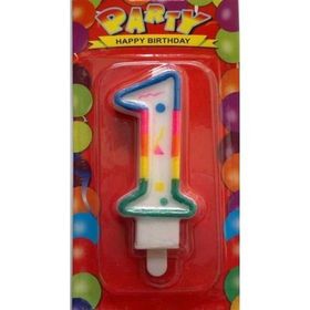 Renkli 1 Yaş Rakam Mum Doğum Günü Partisi Pasta Malzemesi