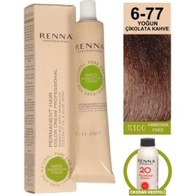 Renna 6-77 Yoğun Çikolata Amonyaksız Bitkisel Yıpranmış Saçlar İçin 60 ml Saç Boyası