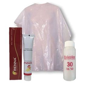 Renna 60 ml 8.11 Yoğun Küllü Açık Kumral Saç Boyası + Exicolor 60 ml 30 Volüm Oksidan + Boya Naylon Seti