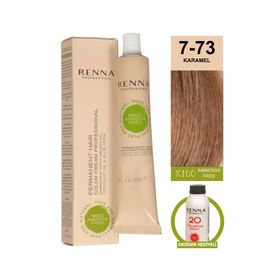 Renna 7-73 Karamel Amonyaksız Bitkisel Yıpranmış Saçlar İçin 60 ml Saç Boyası