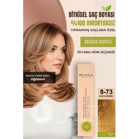Renna 8-73 Açık Karamel Amonyaksız Bitkisel Yıpranmış Saçlar İçin 60 ml Saç Boyası